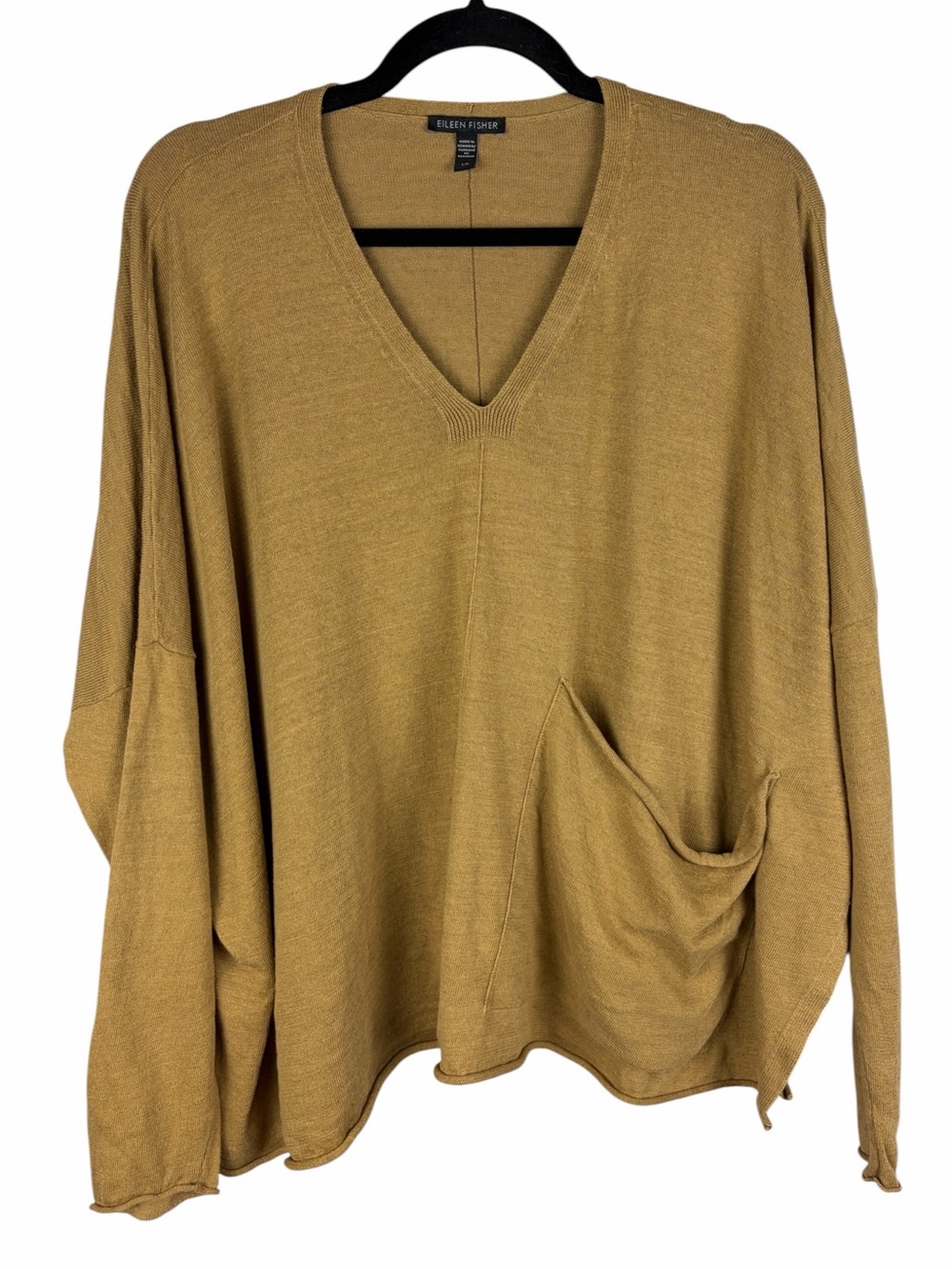 Eileen Fisher Organic Linen Cotton Oversized Pocket Sweater Large